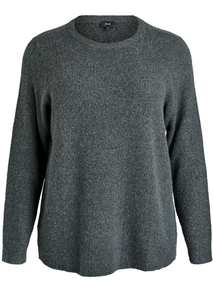 Melange knit blouse with round neck, Green, Packshot image number 0