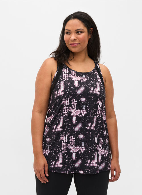 Patterned sports top with A-line shape