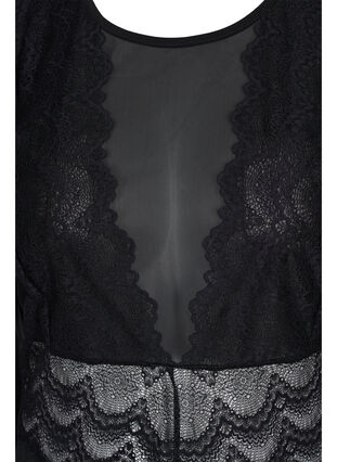 Bodystocking with mesh and lace, Black, Packshot image number 2