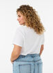 Cotton T-shirt with front print and V-neck, White, Model image number 2