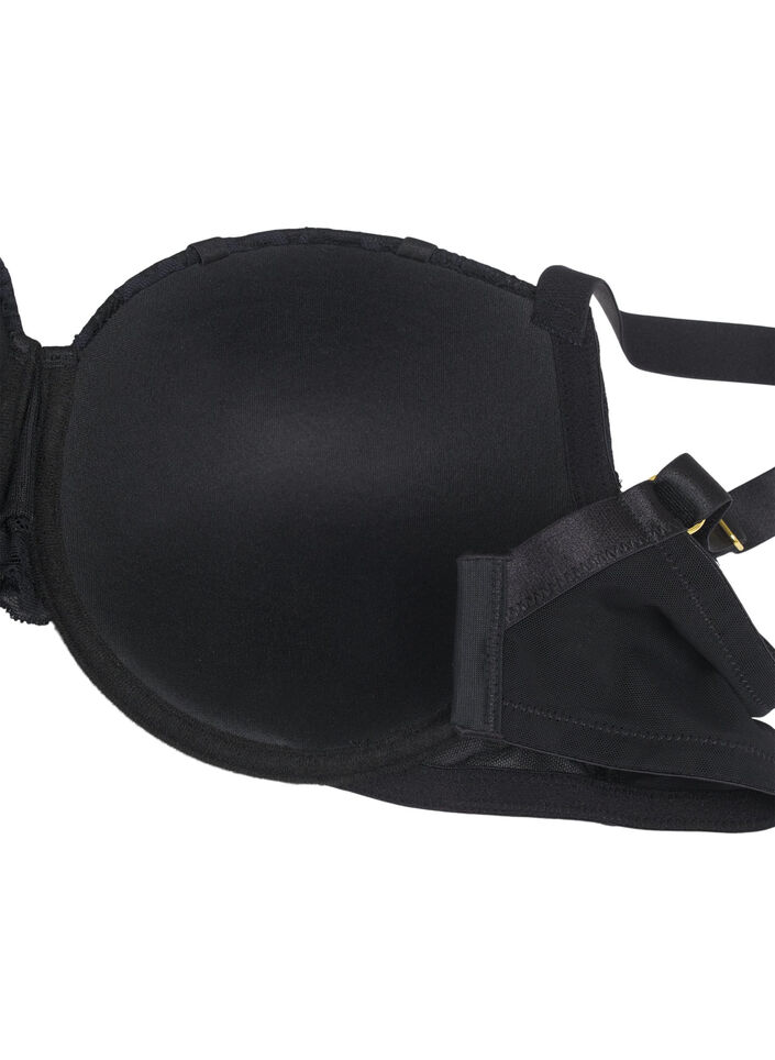 Moulded bra with rhinestone details, Black, Packshot image number 3