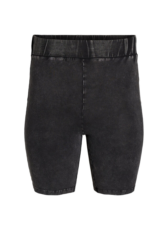 Fitted jersey shorts with a washed effect, Black, Packshot image number 0