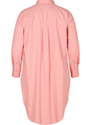 Long cotton shirt with chest pockets, Blush, Packshot image number 1