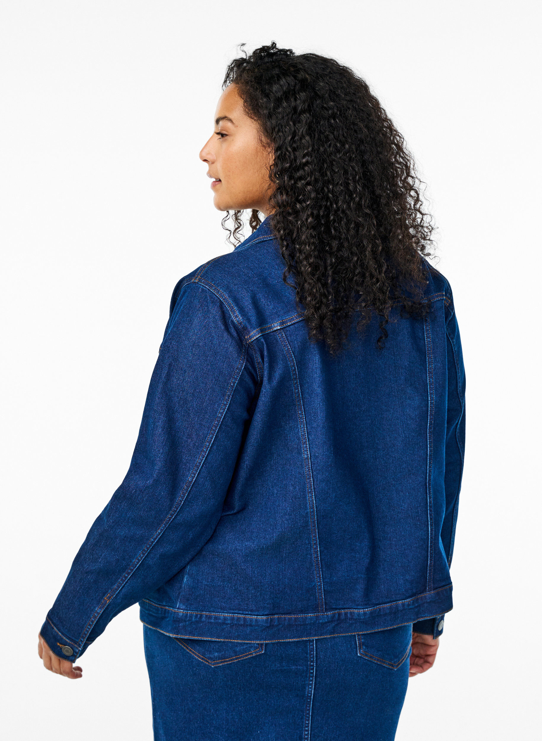 Zizzifashion Denim jacket in a stretchy cotton blend, Blue, Model image number 2