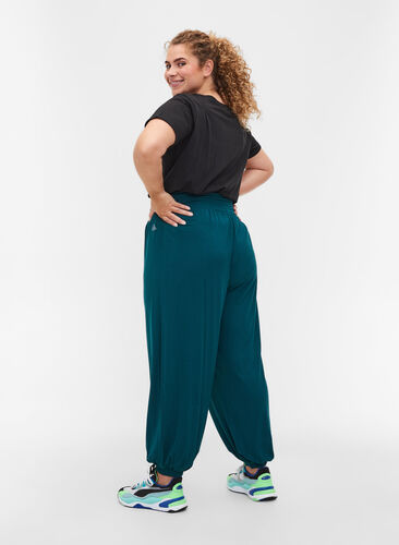 Loose viscose sports trousers, Deep Teal, Model image number 1