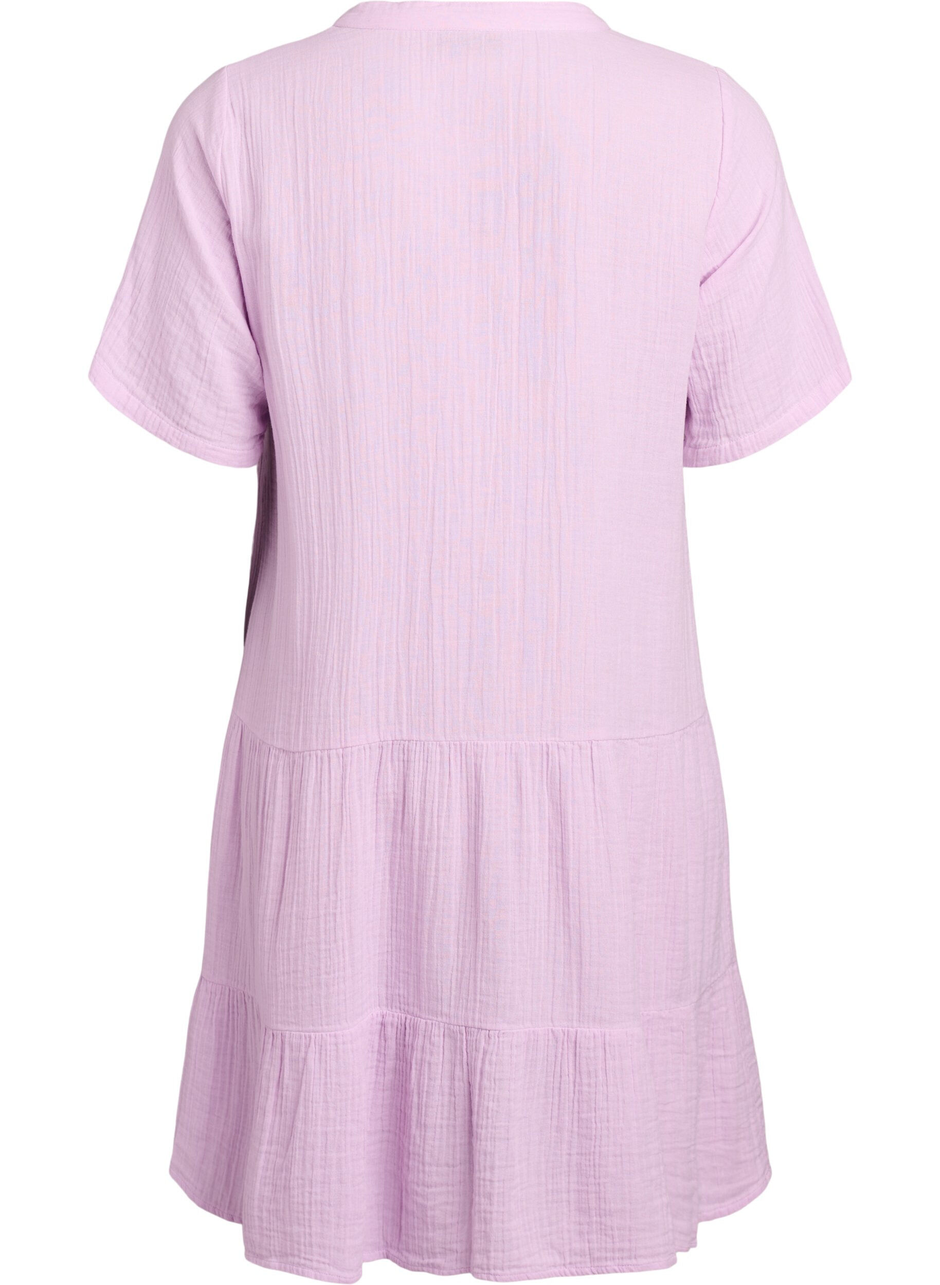 ZizzifashionShort A-line dress in cotton muslin, Purple, Packshot image number 1