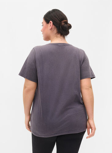 Cotton t-shirt in acid wash and stones, Dark Grey Wash, Model image number 1