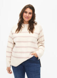 Viscose blend pullover with side slit	, Birch W/Simply T., Model
