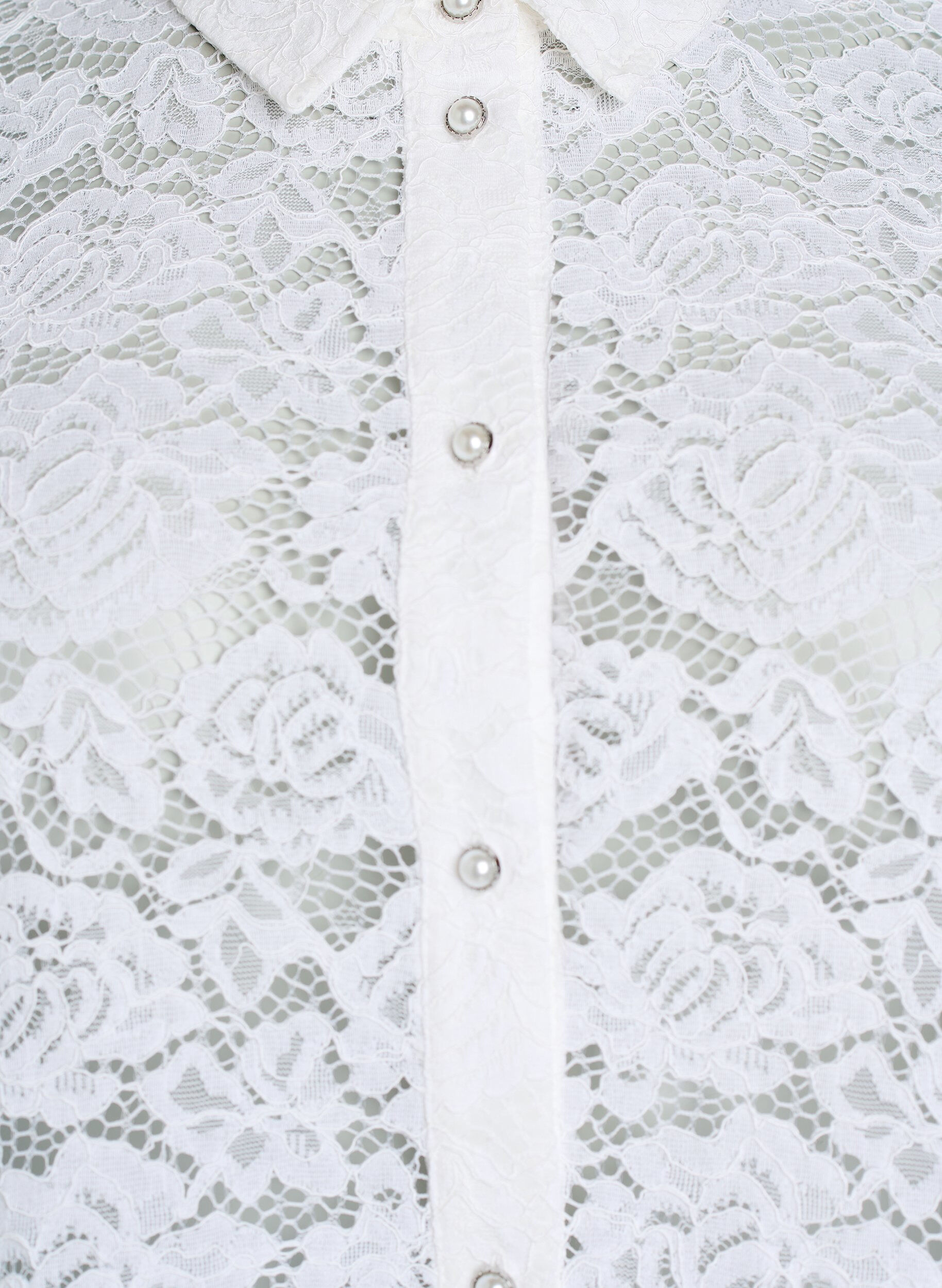 ZizzifashionLace shirt blouse with pearl buttons, White, Packshot image number 2