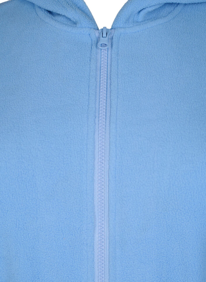 Morning robe with zipper and hood, Light Blue, Packshot image number 2