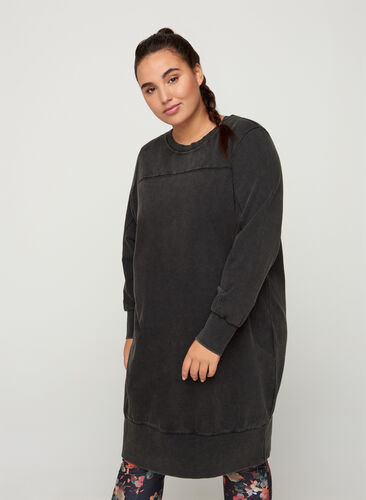 Sweater dress in cotton, Grey, Model image number 0
