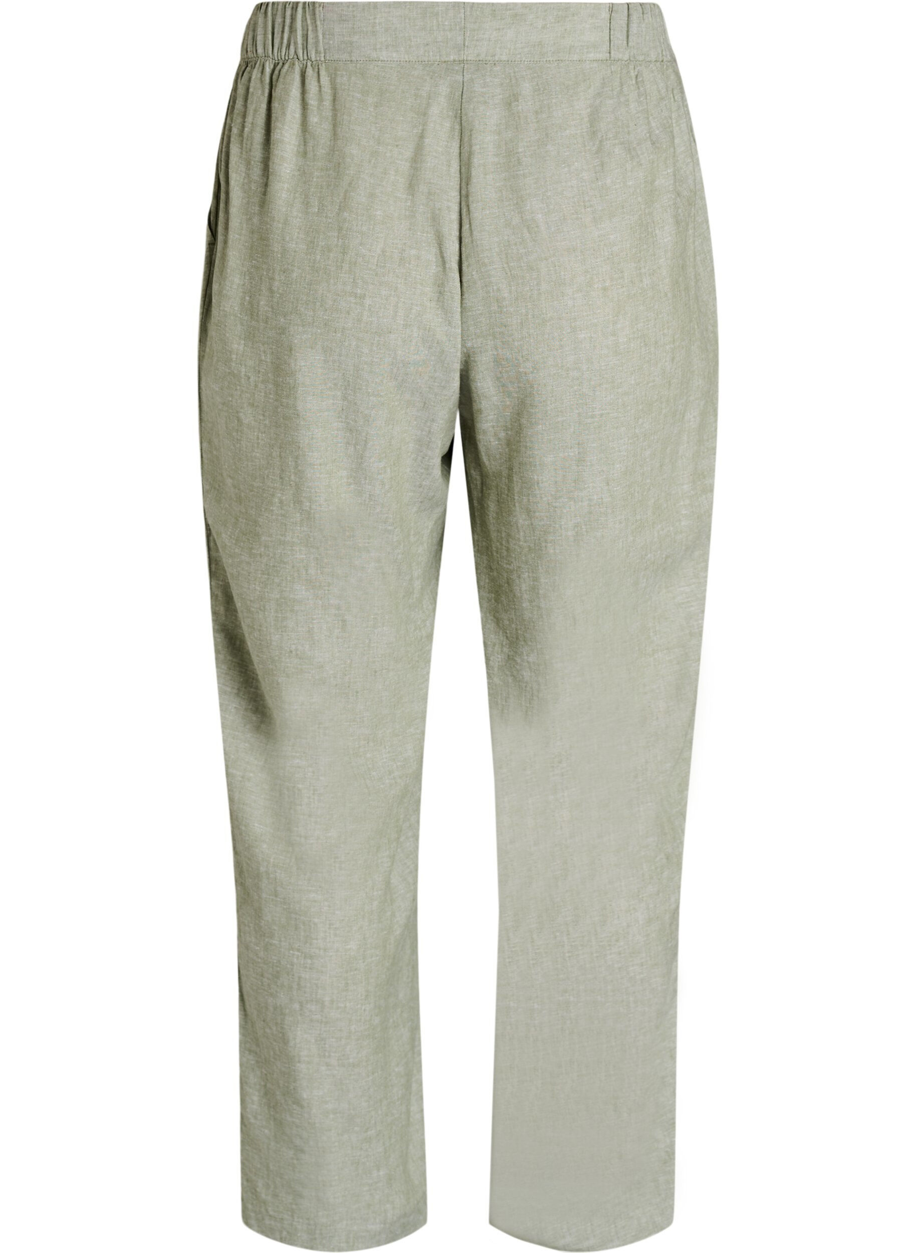 Zizzifashion Loose trousers in linen and viscose, Green, Packshot image number 1