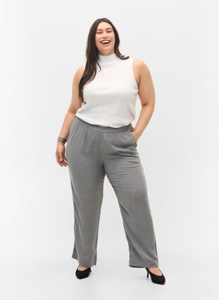 Classic trousers with pockets, Grey Melange, Model image number 0