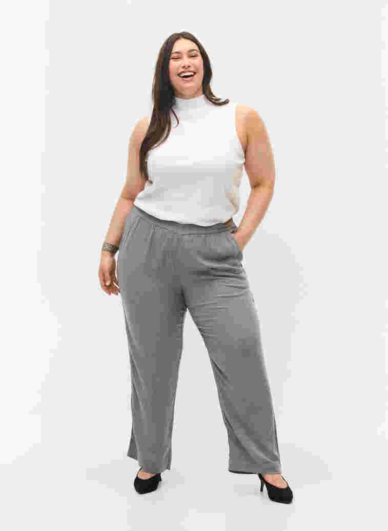 Classic trousers with pockets, Grey Melange, Model image number 0