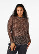 Mesh blouse with leopard pattern, Brown, Model image number 0