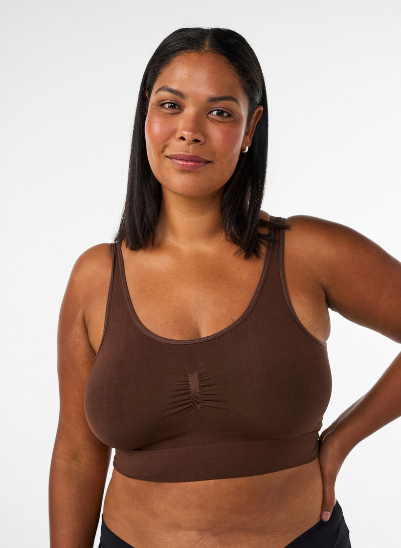 Soft non-padded bra, Brown, Model image number 0