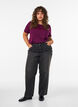 Organic cotton T-shirt with velour text, Purple, Model image number 1