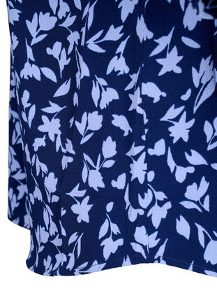 Floral blouse with 3/4 sleeves, M. Blue Flower AOP, Packshot image number 3