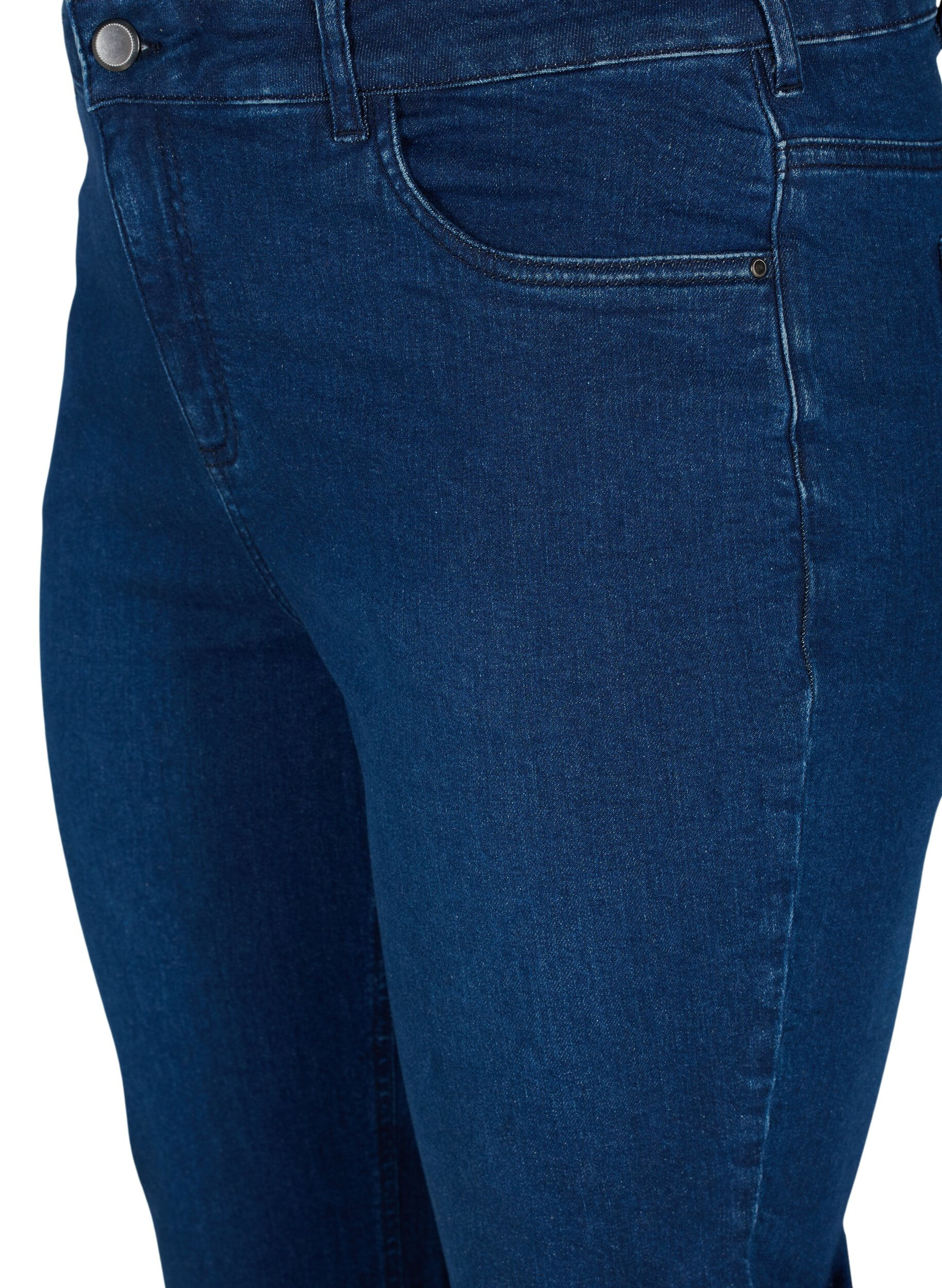 Zizzifashion Close-fitting denim capris in cotton, Dark blue denim, Packshot image number 2