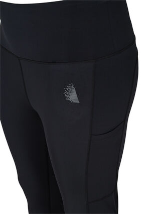 Cropped gym leggings with wide pocket, Black, Packshot image number 2