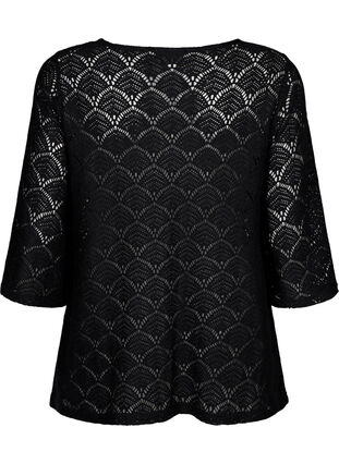 Crochet blouse with 3/4 sleeves, Black, Packshot image number 1