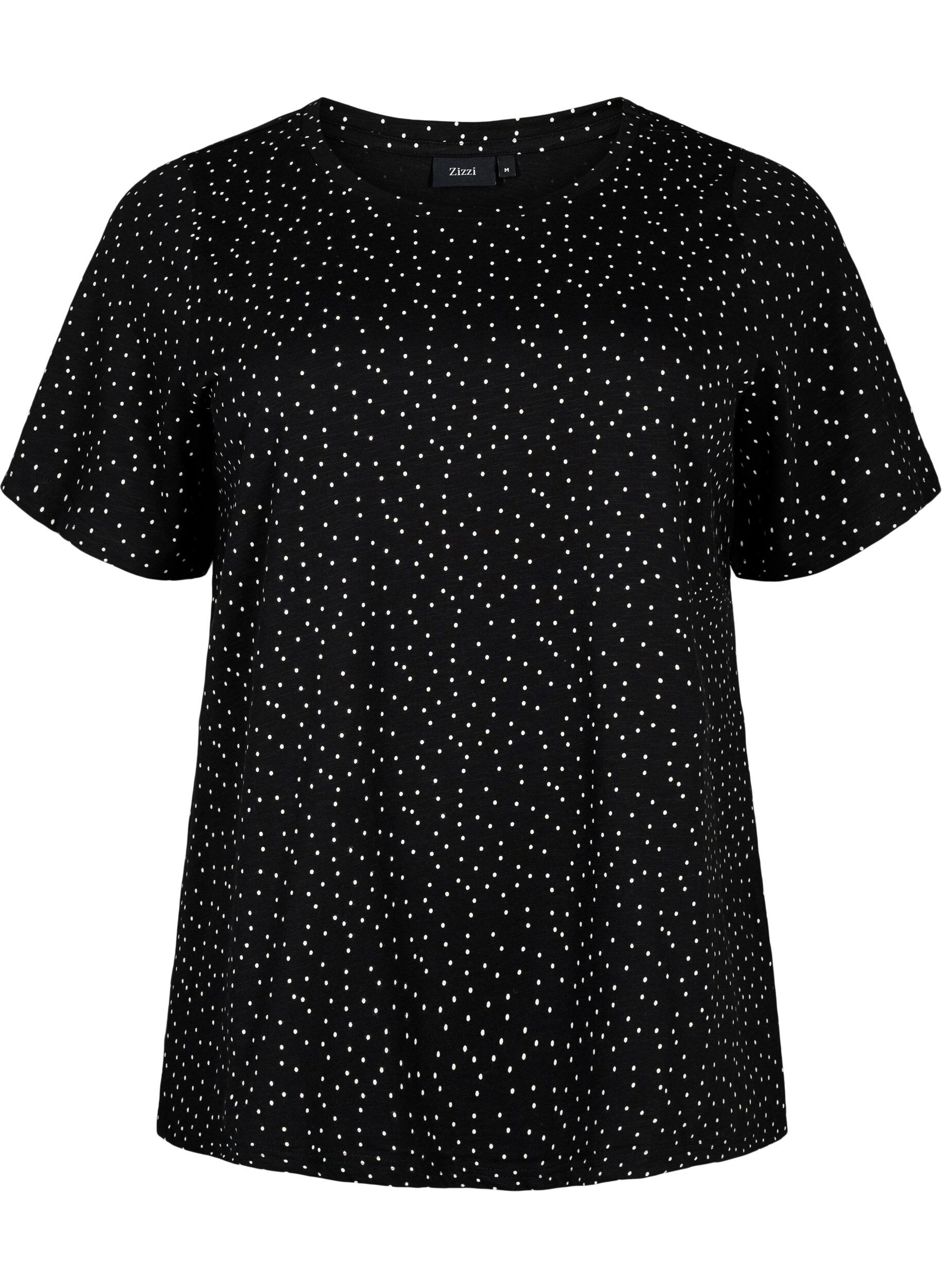 Zizzifashion Organic cotton T-shirt with dots, Black, Packshot image number 0