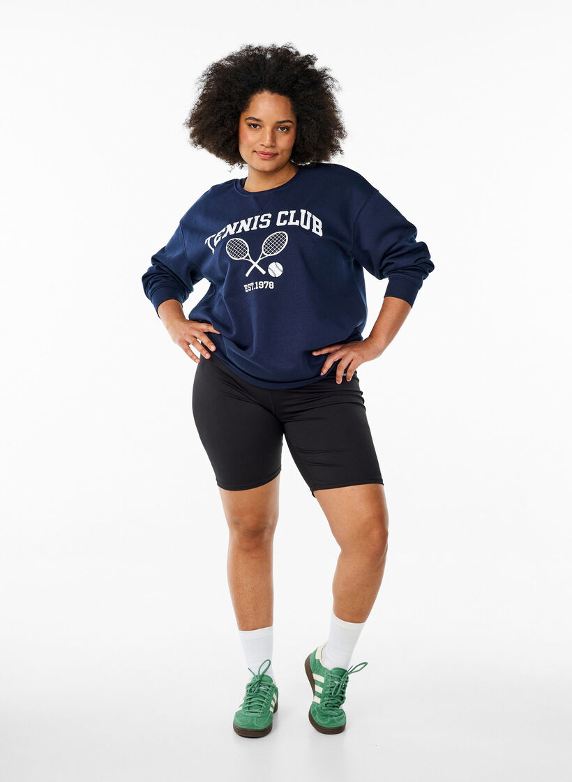 Sporty sweatshirt with print, Blue, Model image number 1