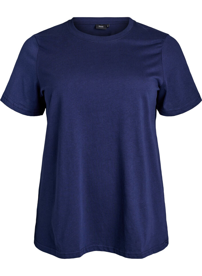 Basic cotton T-shirt with round neck, Blue, Packshot image number 0
