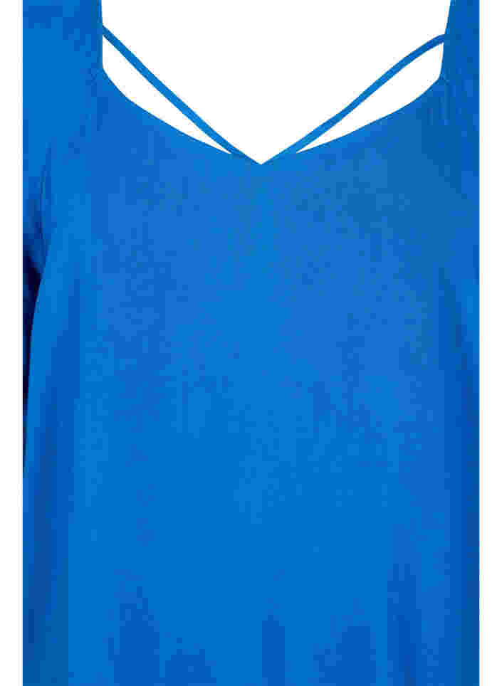 Short-sleeved viscose blouse with string detailing, Classic Blue, Packshot image number 2