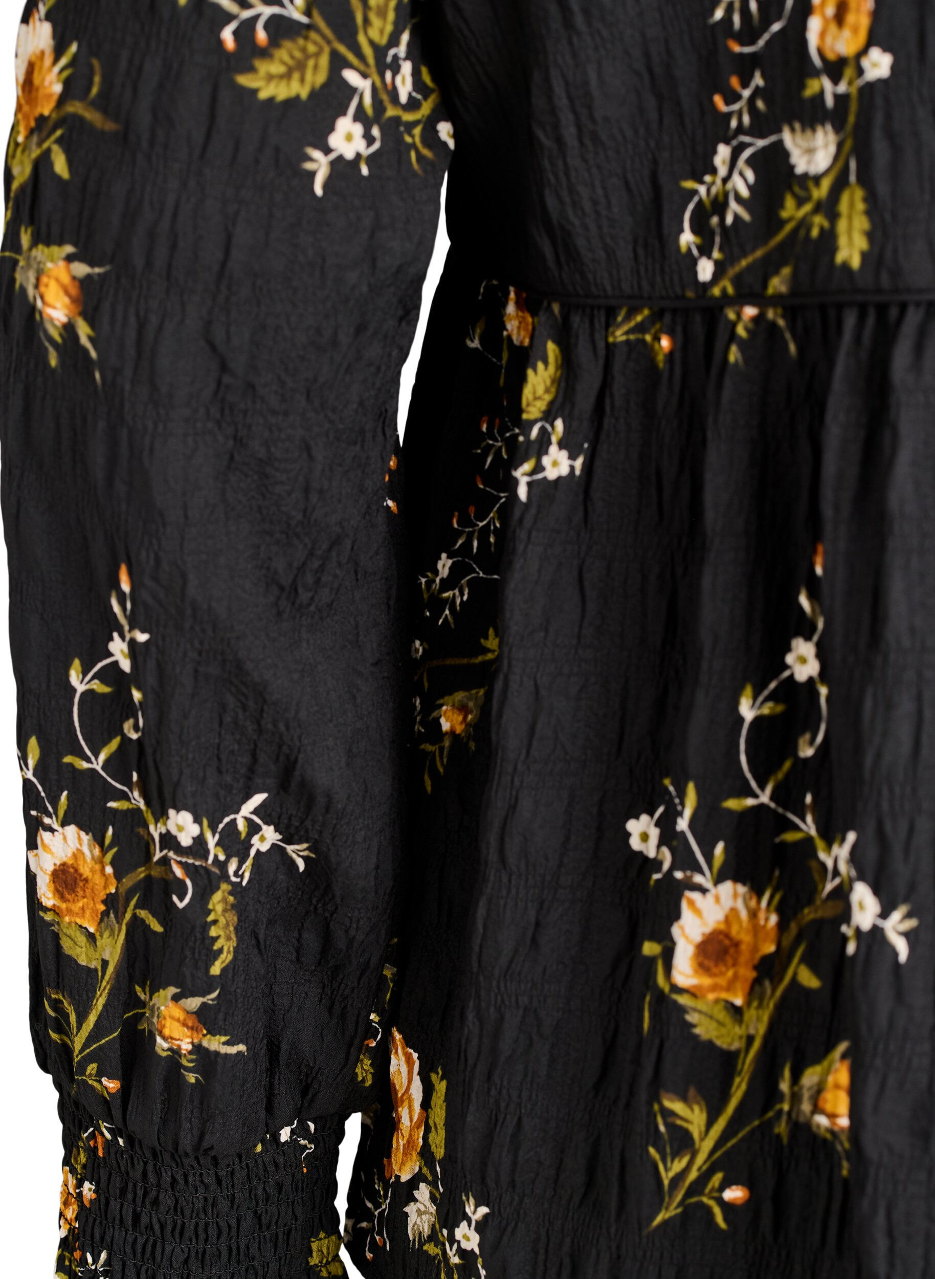 Zizzifashion Long-sleeved blouse with floral print, Black, Packshot image number 3