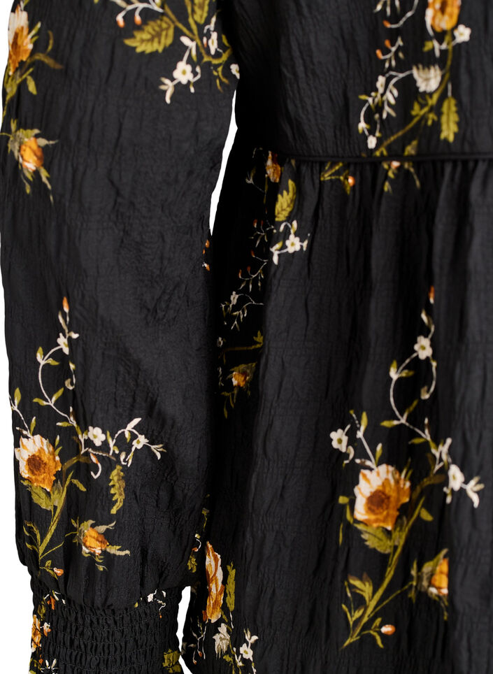Long-sleeved blouse with floral print, Black, Packshot image number 3