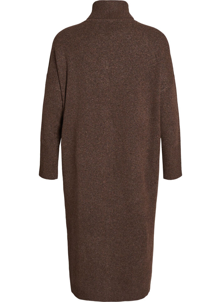 Jumper dress with turtleneck and slits, Brown, Packshot image number 1