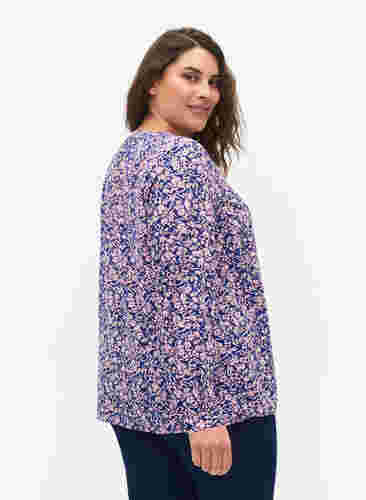FLASH - Long sleeve blouse with print, Strong Blue Flower, Model image number 1
