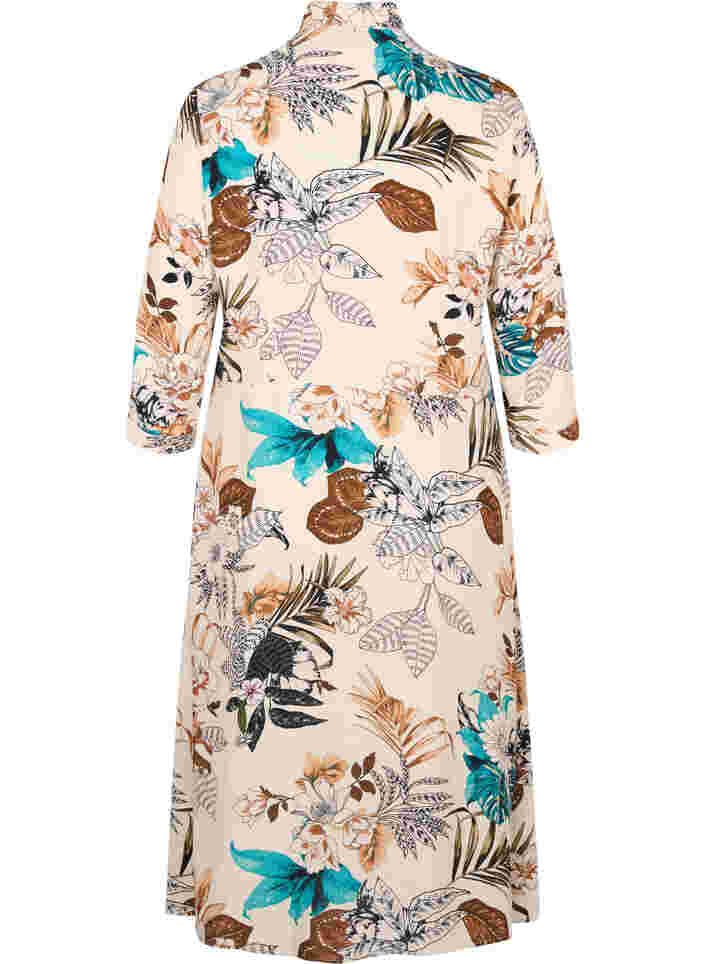 Floral print viscose shirt dress, Brown Flower AOP, Packshot image number 1