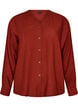 Blouse in linen and viscose with V-neck, Red, Packshot image number 0