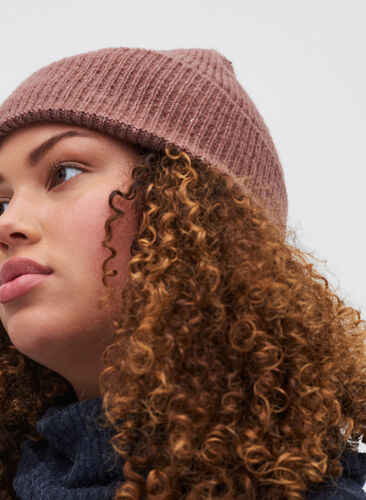 Knitted beanie with wool, Rose Taupe, Model image number 0