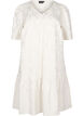 Knee-length jacquard dress with short sleeves, Whisper White, Packshot image number 0