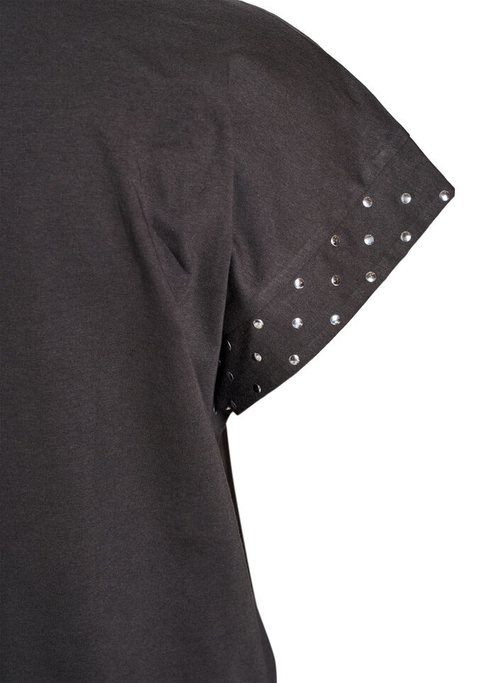 Organic cotton T-shirt with rivets, Dark Grey, Packshot image number 3