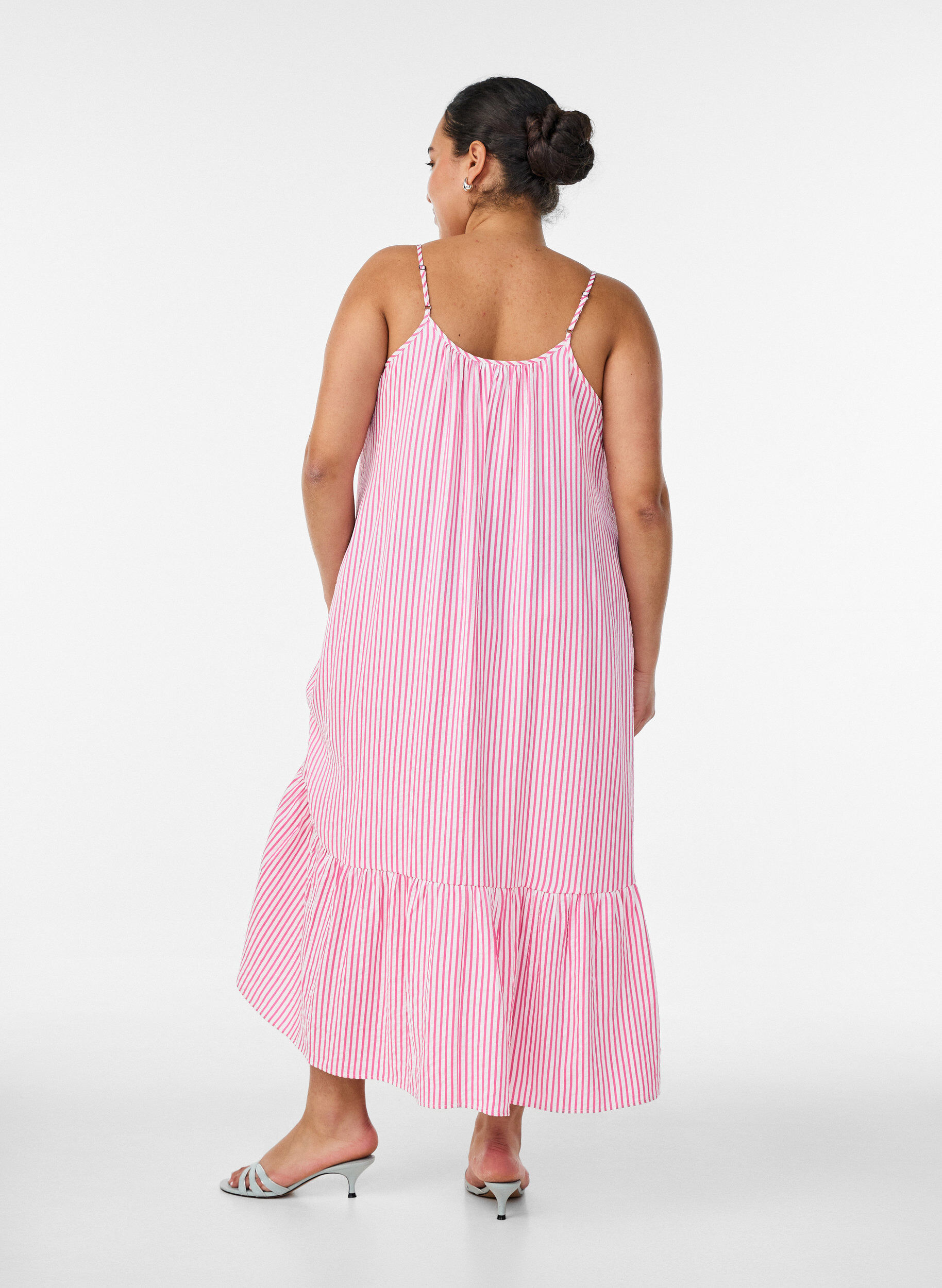 ZizzifashionSummer dress with stripes and A-line shape, Pink, Model image number 1