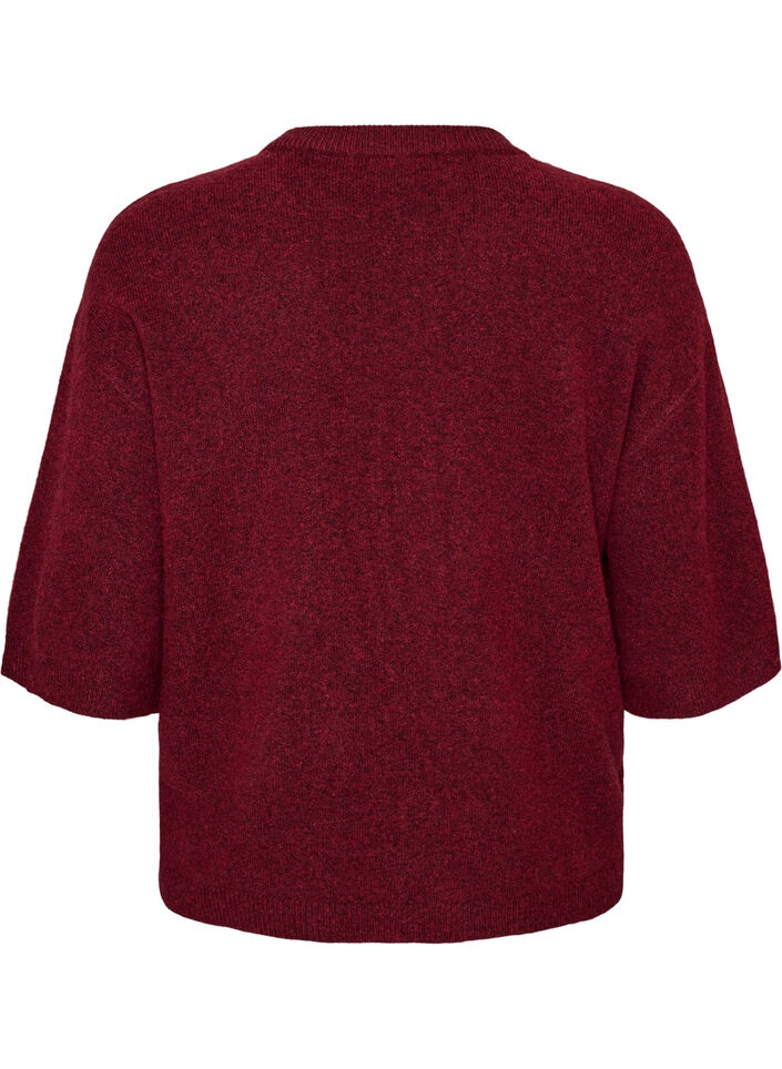 Loose knitted blouse with short sleeves, Red, Packshot image number 1