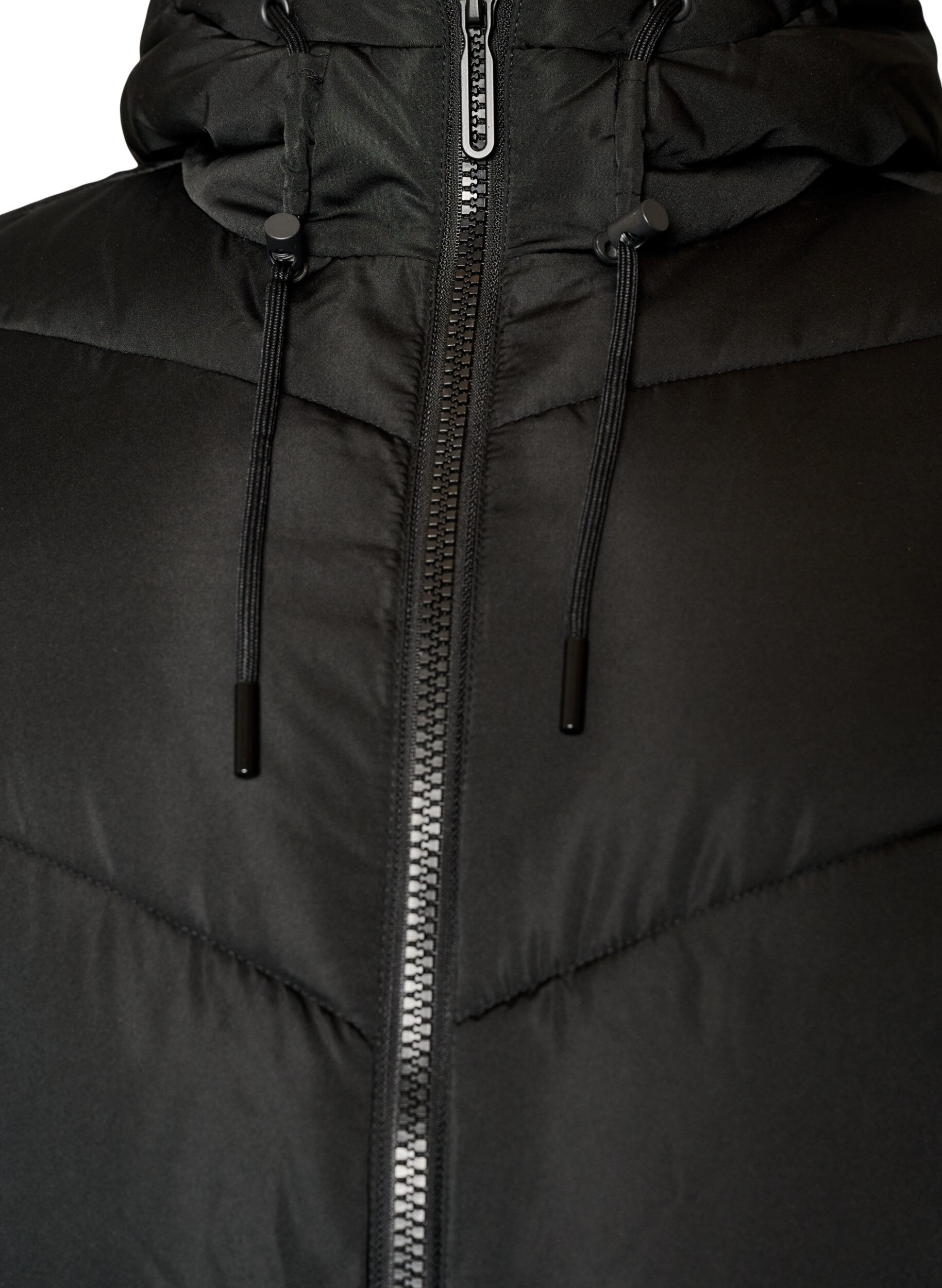 ZizzifashionLong puffer coat with hood and pockets, Black, Packshot image number 2
