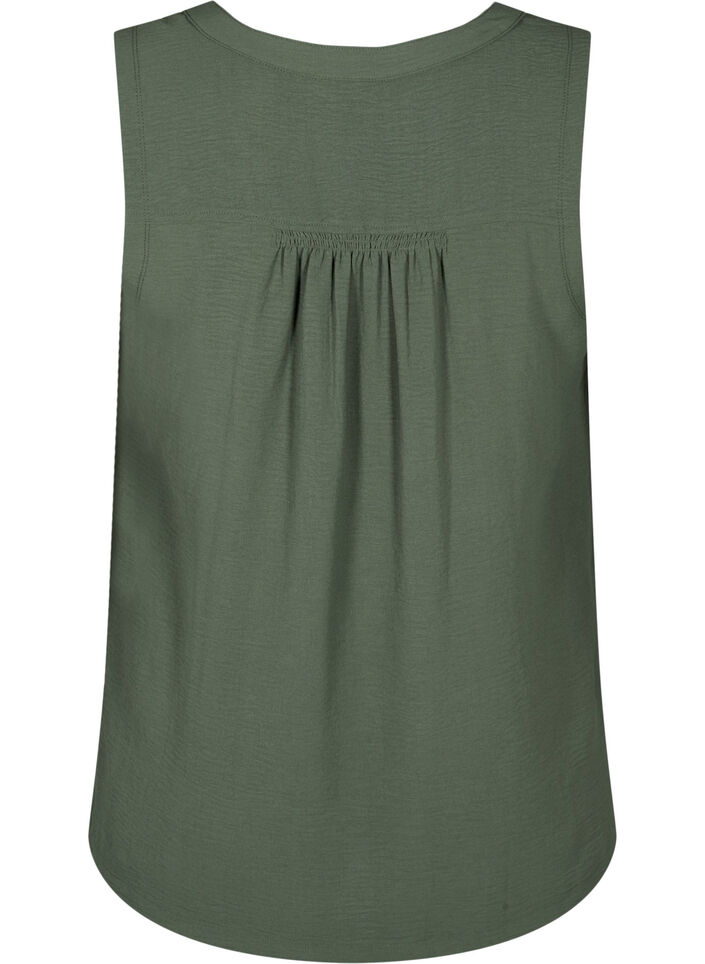 Sleeveless top with wrinkle details, Green, Packshot image number 1