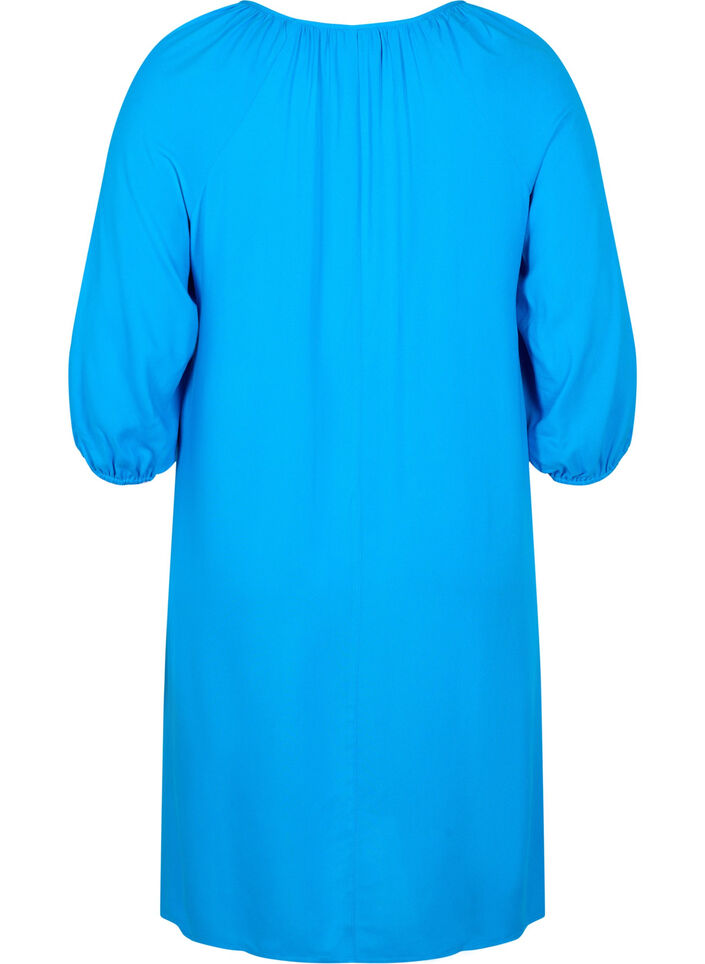 Viscose dress with v-neck, Indigo Bunting, Packshot image number 1