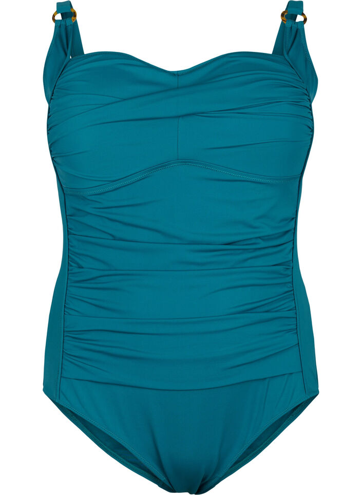 Quilted swimsuit with drapes Green Sz. 4260 Zizzifashion