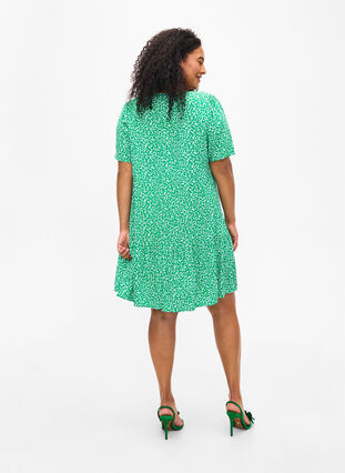 FLASH - Dress in viscose with cutline, Bright Green Wh. AOP, Model image number 1