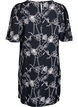 Short A-line dress with embroidered pattern, Black, Packshot image number 1