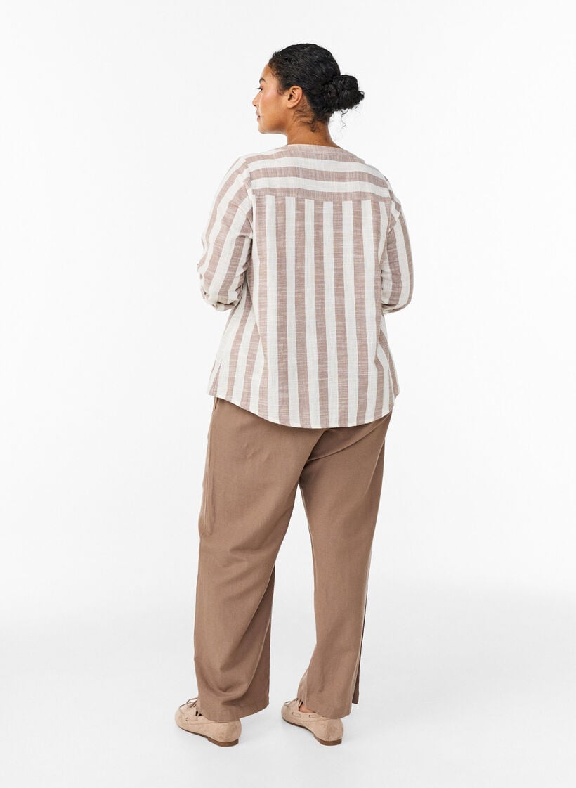 Smock pants with linen, Brown, Model image number 1