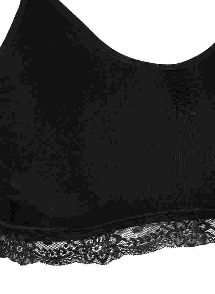 Soft bra with lace trim, Black, Packshot image number 2