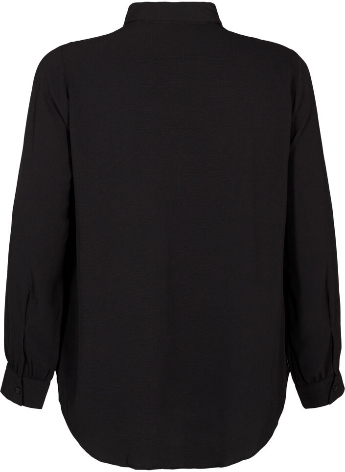 Solid colour shirt with collar, Black, Packshot image number 1