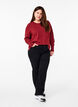 Knitted blouse with a round neck, Red, Model image number 1